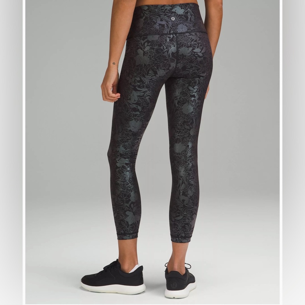 NWT Lululemon Wunder Under High-Rise Tight 25" *Shine Logo Iridescent Flor.Black